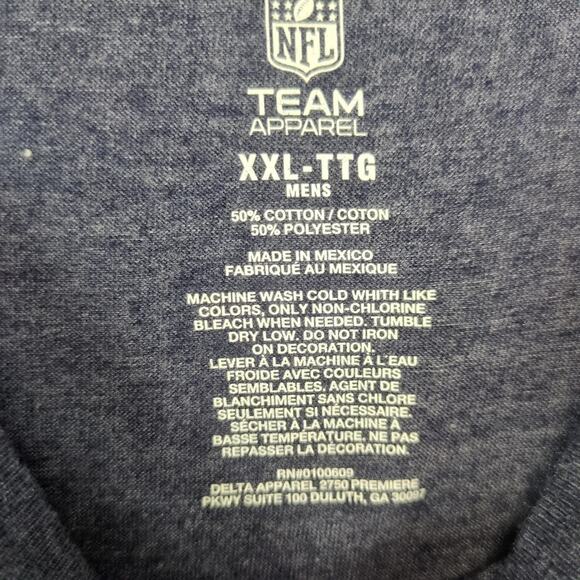 New England Patriots Football Men's XXL T-Shirt NFL Team Apparel Navy Short Slv - Picture 2 of 10